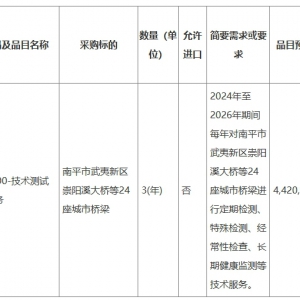2024年至2026年南平市武夷新區(qū)崇陽溪大橋等24座城市橋梁、隧道、地下通道、下穿通道定 ...