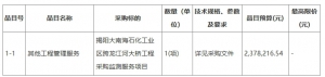 揭陽(yáng)大南海石化工業(yè)區(qū)跨龍江河大橋工程采購(gòu)監(jiān)測(cè)服務(wù)項(xiàng)目招標(biāo)公告 ... ...