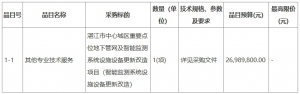湛江市中心城區(qū)重要點(diǎn)位地下管網(wǎng)及智能監(jiān)測(cè)系統(tǒng)設(shè)施設(shè)備更新改造項(xiàng)目（智能監(jiān)測(cè)系統(tǒng)設(shè) ...